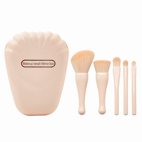 5 Pieces Of Shell Mirror Makeup Brush Set Portable Plastic Handle Powder Blusher Brush Eye Beauty Tools(Color:D)