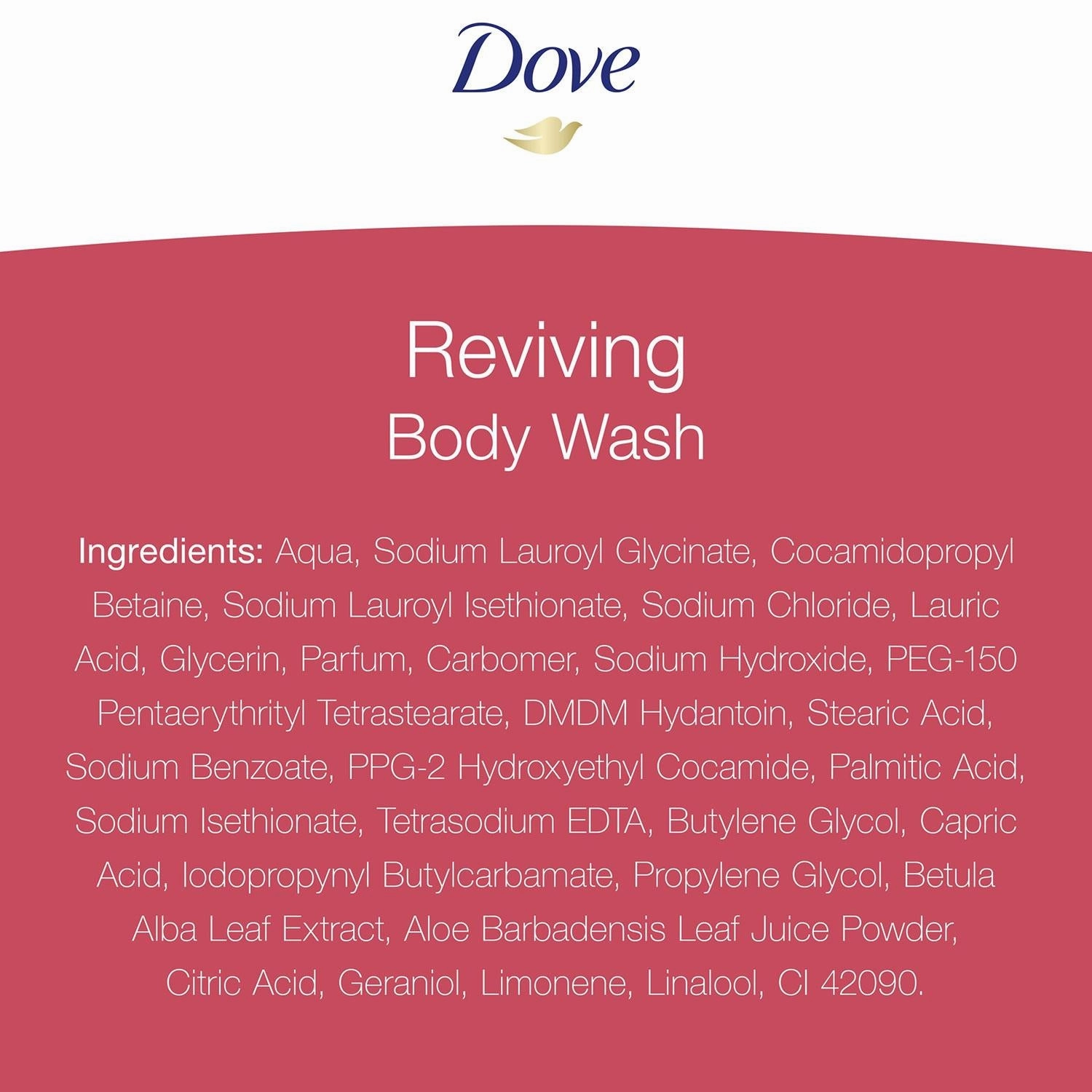 6pk of 720ml Dove Reviving Pomegranate & Hibiscus Tea Energises&Revives Bodywash
