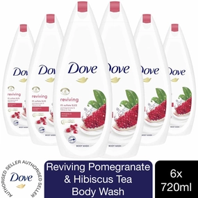 6pk of 720ml Dove Reviving Pomegranate & Hibiscus Tea Energises&Revives Bodywash