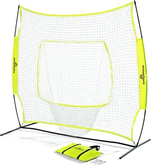 7x7 Baseball & Softball Practice, Hitting, & Pitching Net with Bow Frame, Carry Case and Strike Zone, Ultimate Training Net
