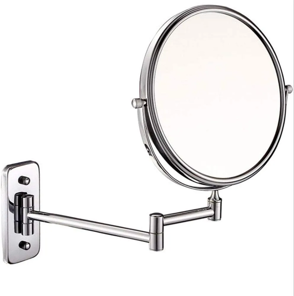 8 Inches Wall Mounted Makeup Mirror, Double Sided 3X Magnification 360° Swivel Extendable Cosmetic Vanity Mirror for Bathroom Hotels,6inches (Color : 6inches)