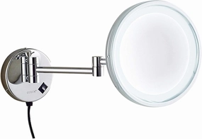8.5 Inch Illuminated Makeup Mirror 3X/5X/7X/10X Magnification Mirror With Led Light Bathroom Extendable Wall-Mounted Vanity Shaving Mirror With Switch Plug Chrome 10X ( Color : Gold , Size : 10 ( Colo