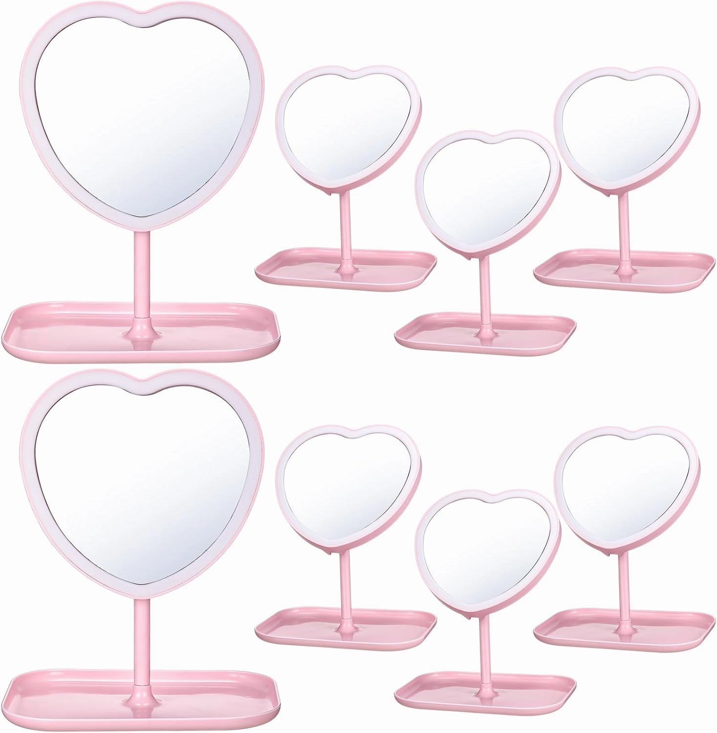 8 Pcs Spa Party Supplies 8 Heart Shaped Mirror Spa Party Mirror for Girls Sleepover Party Favors Makeup Mirror for Spa Party Sleepover Party Slumber Birthday Party Favor