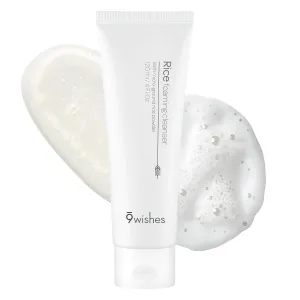 9Wishes Rice Foaming Cleanser - Pore Cleanser with Real Rice Powder for Gentle Exfoliation and Blackhead Removal, Korean Skin Care, 4 fl oz