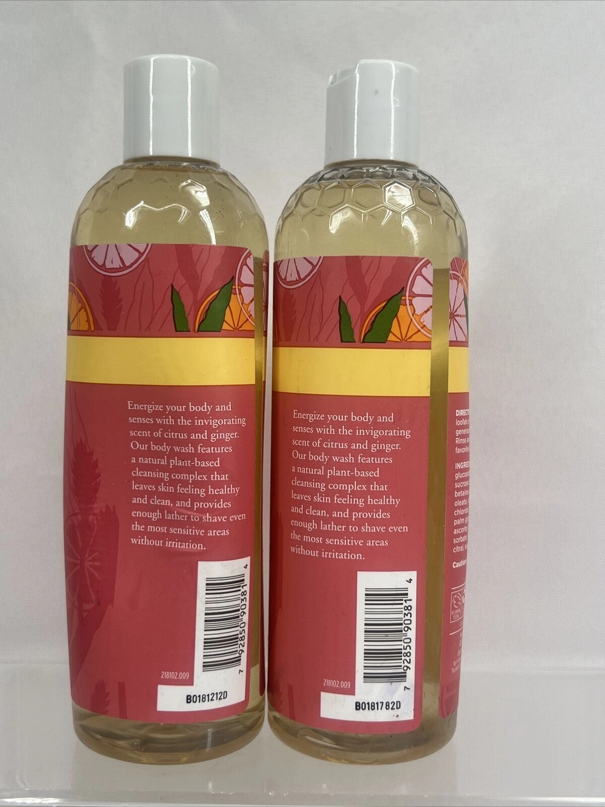 (2) Burt's Bees Energizing Citrus & Ginger Body Wash 98.7% Natural 12oz