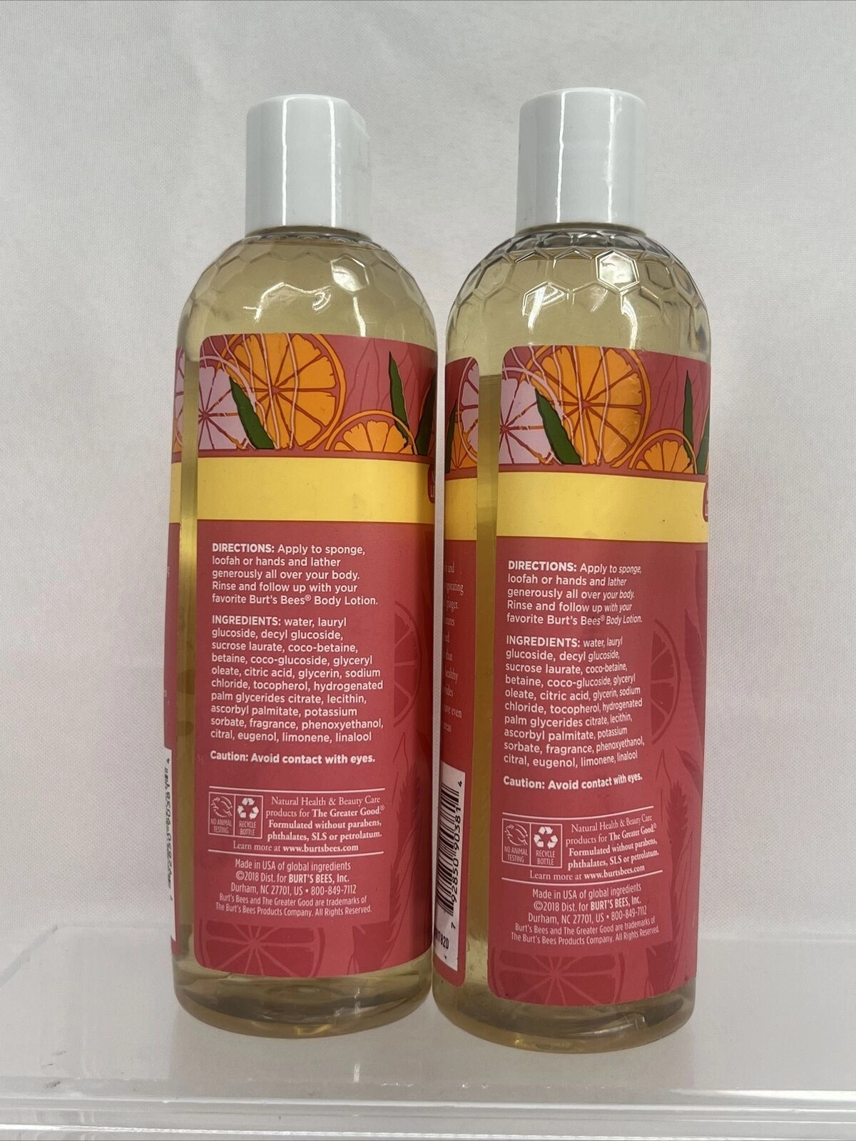 (2) Burt's Bees Energizing Citrus & Ginger Body Wash 98.7% Natural 12oz