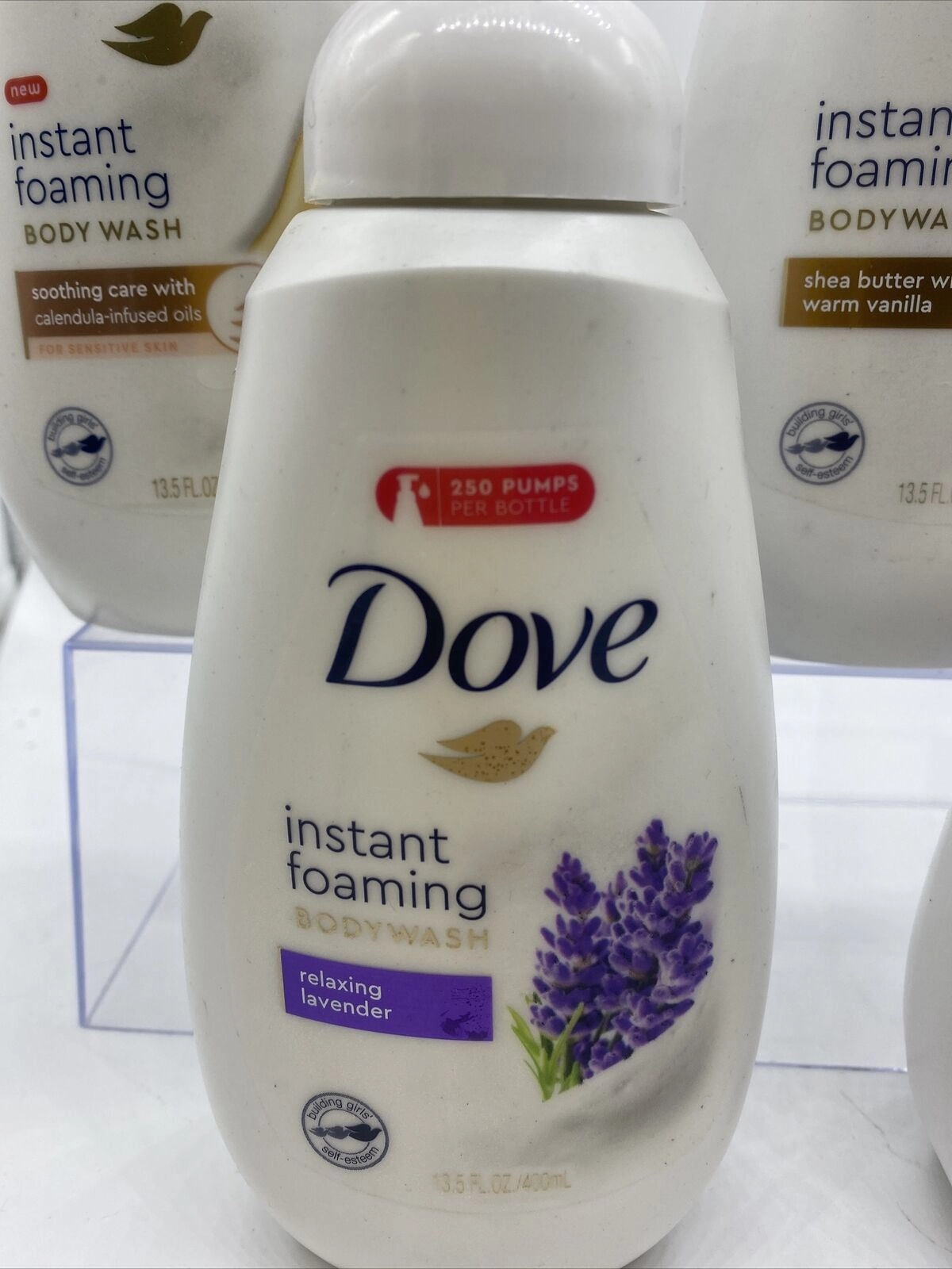 (4) Dove Instant Foaming Body wash Soothing Calendula Lavender Vanilla 13.5oz