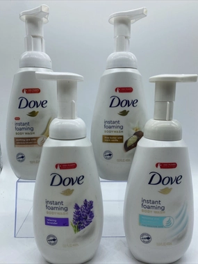 (4) Dove Instant Foaming Body wash Soothing Calendula Lavender Vanilla 13.5oz