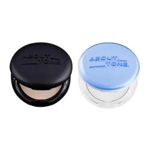 [ABOUT TONE] Blur Powder Pact (1.5 COOL FAIR)   Air Fit Powder Pact BUNDLE SET/Pressed Powder Pact with Mirror and Puff, Face Makeup Setting Powder, Finishing Powder with Sebum Control, Vegan