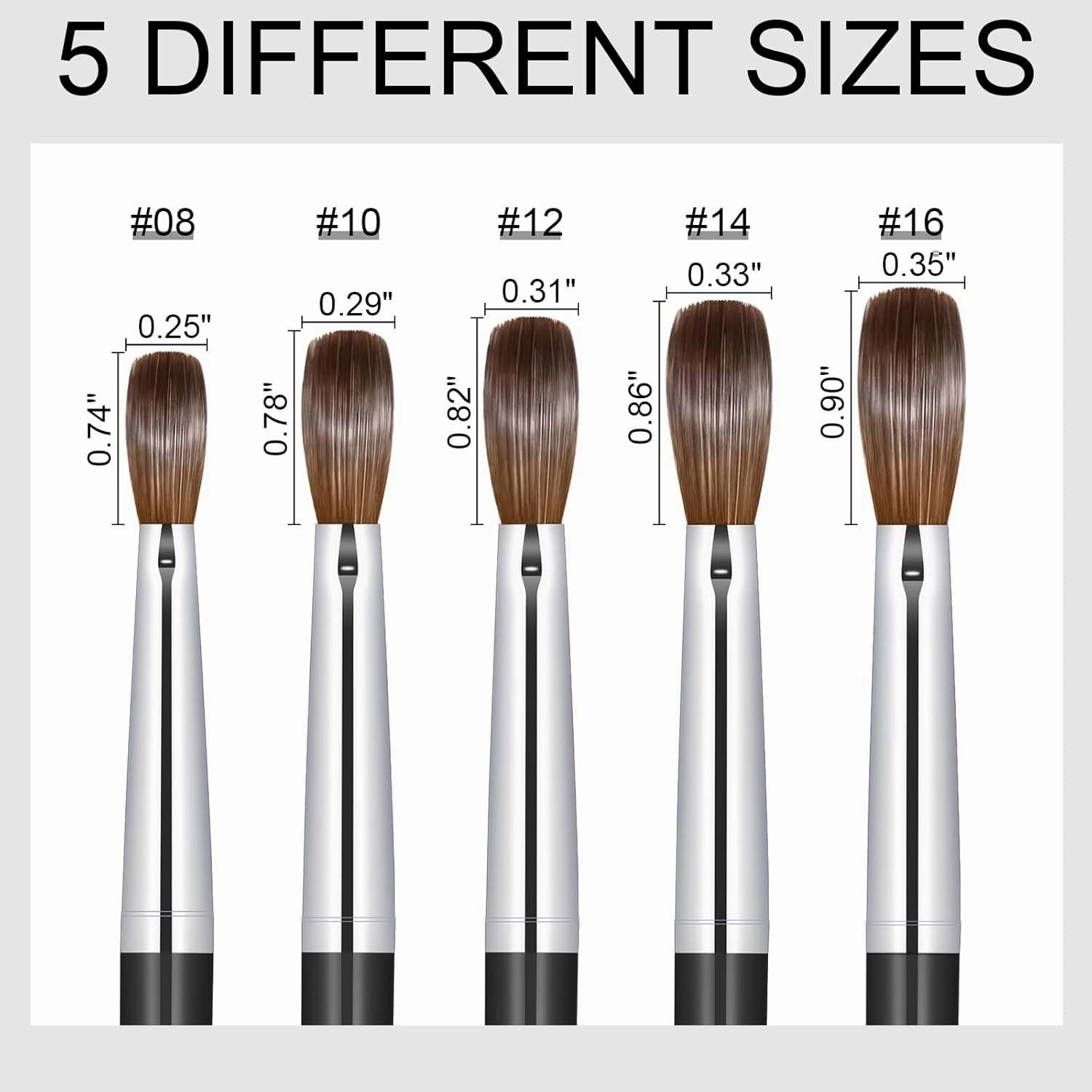 Acrylic Nail Brush Size #12, Kolinsky Nail Art Brushes for Powder Application, Sturdy Handle Oval Shaped DIY Tools for Professional Manicure