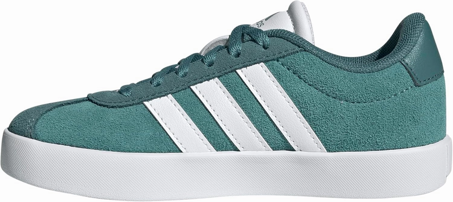 adidas VL Court 3.0 Sneaker, Powder Teal/White/Preloved Teal, 5 US Unisex Big Kid