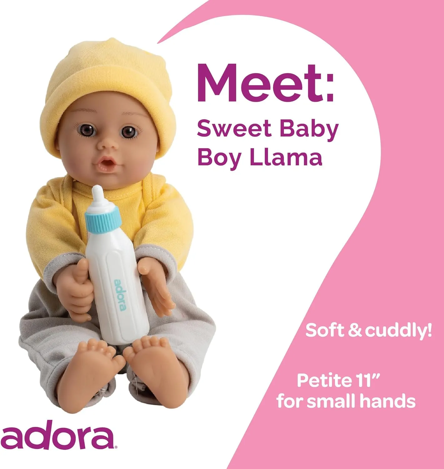 Adora Sweet Baby - 11” Soft & Cuddly Baby Doll, Realistic Features, Gentle Scent, Machine Washable, Lightweight & Easy to Hold | Adorable Playmate (Llama)