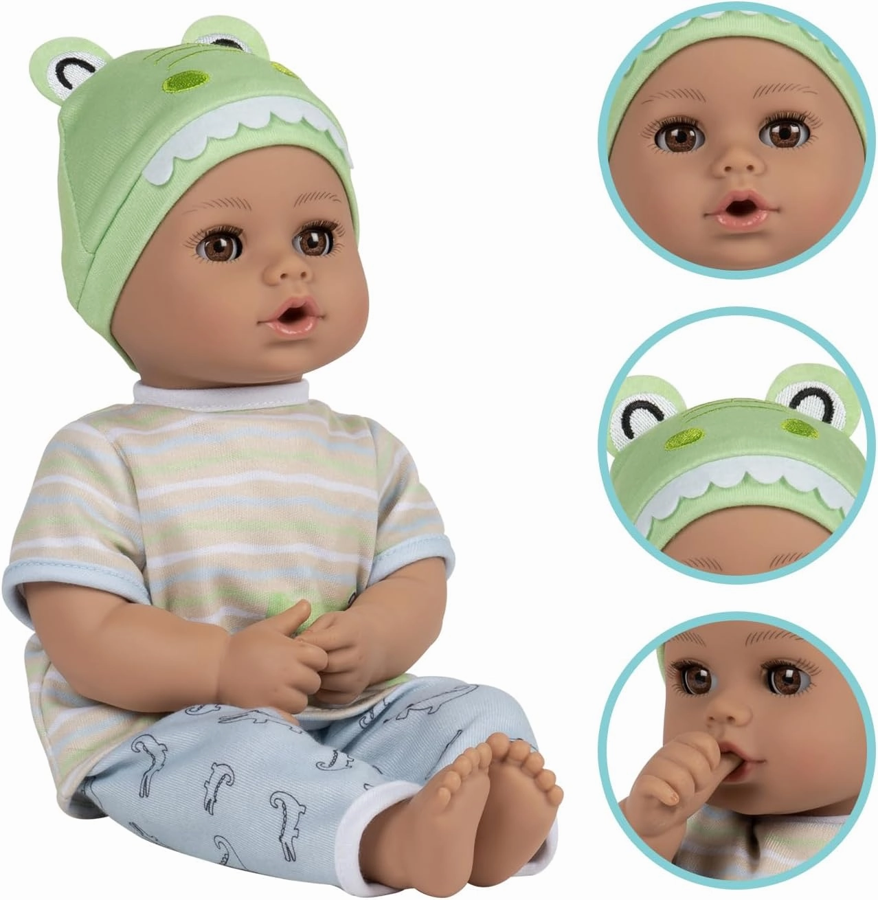 ADORA Play Time Babies Collection, 13" Baby Doll with Doll Clothes and Accesories, Made with Sweet Baby Powder Scent, and GentleTouch Vinyl Body, Birthday Gift for Ages 1  - Later Alligator