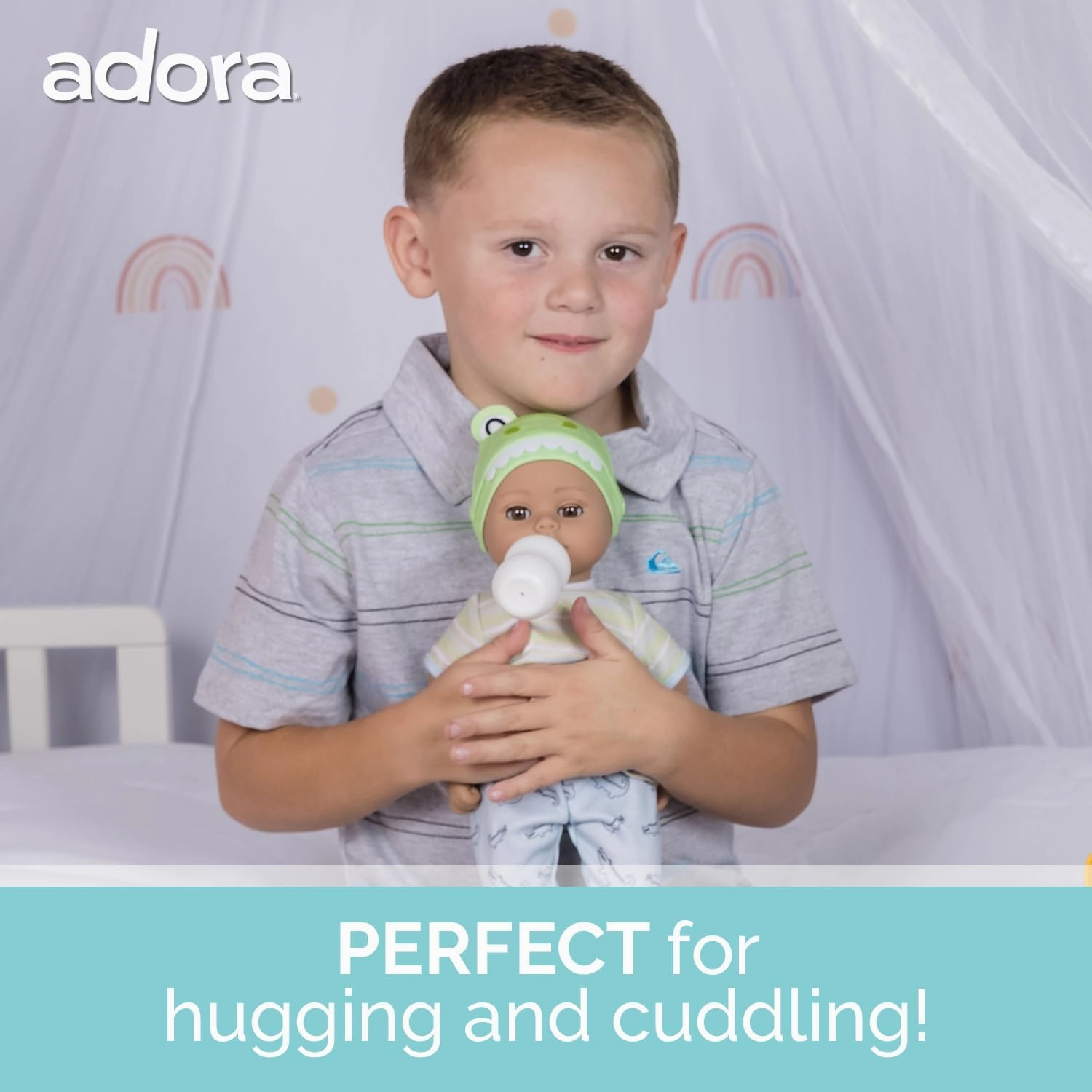 ADORA Play Time Babies Collection, 13" Baby Doll with Doll Clothes and Accesories, Made with Sweet Baby Powder Scent, and GentleTouch Vinyl Body, Birthday Gift for Ages 1  - Later Alligator