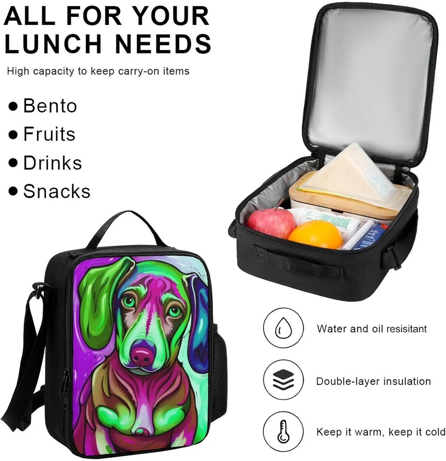 Adults Daypack - Sausage Dog Dachshund Art Bookbag 3 Piece College Daypack Traveling & Camping Backpack, 3 Piece Climbing Shoulder Bag