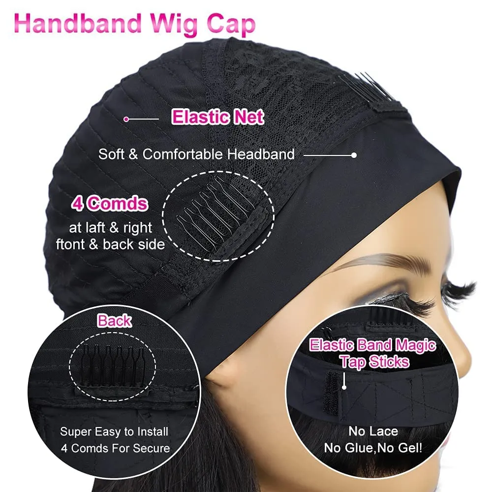 AISI QUEENS Human Hair Short Curly Wig - Glueless Headband Wig for Black Women (14 Inch)