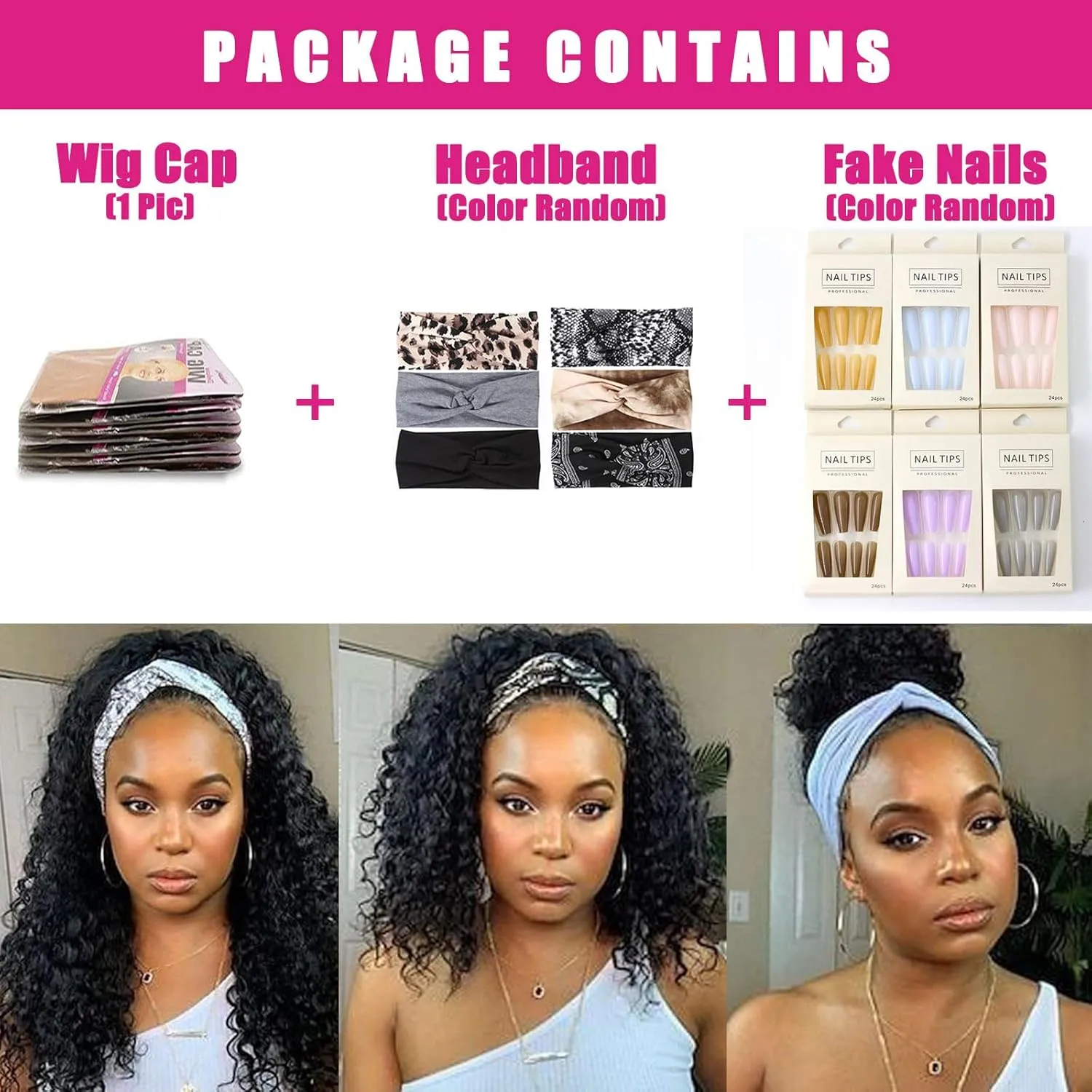 AISI QUEENS Human Hair Short Curly Wig - Glueless Headband Wig for Black Women (14 Inch)