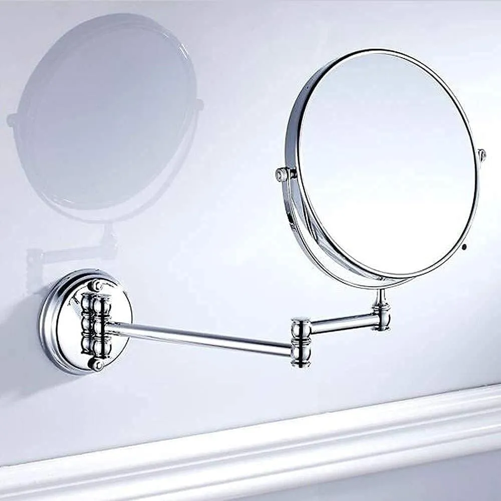All Copper Wall-Mounted Makeup Mirror – Double-Sided Magnification, Folding Telescopic, 8-Inch Vanity Mirror for Bathroom & Bedroom MYTVQRVK