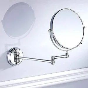 All Copper Wall-Mounted Makeup Mirror – Double-Sided Magnification, Folding Telescopic, 8-Inch Vanity Mirror for Bathroom & Bedroom MYTVQRVK