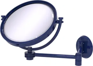 Allied Brass WM-6D/5X-MBL 8 Inch Wall Mounted Extending Make-Up Mirror 5X Magnification with Dotted Accent, Mediterranean Blue