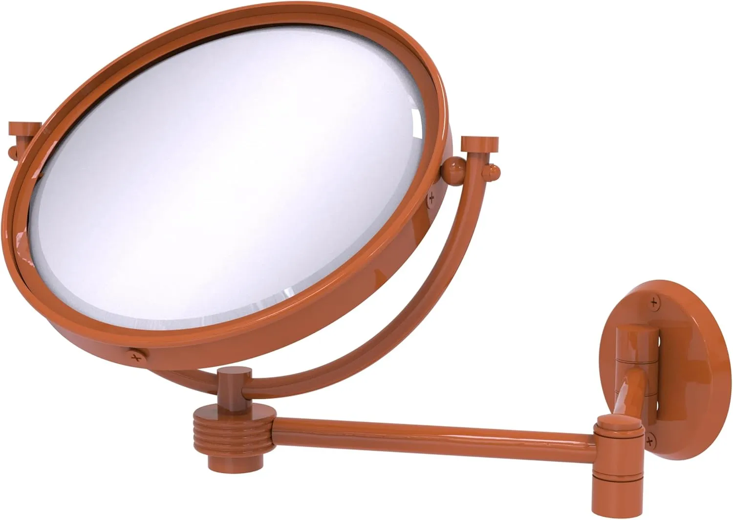 Allied Brass WM-6G/2X-ASP 8 Inch Wall Mounted Extending Make-Up Mirror 2X Magnification with Grooved Accent, Autumn Sparkle