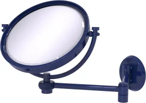 Allied Brass WM-6T/2X-MBL 8 Inch Wall Mounted Extending Make-Up Mirror 2X Magnification with Twist Accent, Mediterranean Blue
