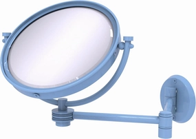 Allied Brass WM-6D/2X-FTB 8 Inch Wall Mounted Extending Make-Up Mirror 2X Magnification with Dotted Accent, Flat Troll Blue