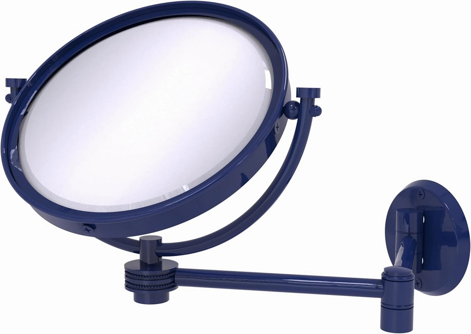 Allied Brass WM-6D/3X-MBL 8 Inch Wall Mounted Extending Make-Up Mirror 3X Magnification with Dotted Accent, Mediterranean Blue