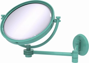 Allied Brass WM-6D/4X-SFG 8 Inch Wall Mounted Extending Make-Up Mirror 4X Magnification with Dotted Accent, Sea Foam Green