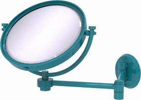 Allied Brass WM-6G/2X-GLT 8 Inch Wall Mounted Extending Make-Up Mirror 2X Magnification with Grooved Accent, Glokzin Teal