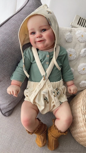 Anano Realistic Newborn Baby Dolls 20 Inch Silicone Baby Lifelike Reborn Baby Dolls That Look Real Reborn Toddler Doll Hand Drawn Hair Doll with Green Outfit