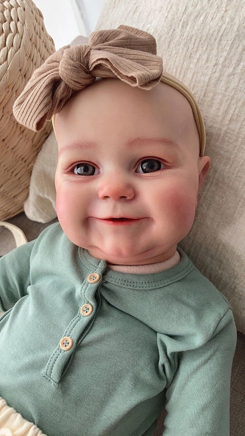 Anano Realistic Newborn Baby Dolls 20 Inch Silicone Baby Lifelike Reborn Baby Dolls That Look Real Reborn Toddler Doll Hand Drawn Hair Doll with Green Outfit