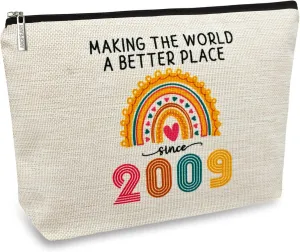 ancpeany Sweet 16 Gifts for Girls Makeup Bag, Sweet Sixteen Gifts for 16 Year Old Girl, 2009 Cool 16th Birthday Decorations for Teenage Girls Gift Ideas, Sister, Daughter, Cosmetic Travel Pouch