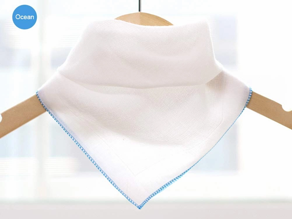 Angel-In-Moms [15 Packs] Natural Cotton 100% Soft Muslin Gauze Handkerchief, Face Washcloths, Makeup Remover Thin Towels, Wide Size 14 inch x 14 inch, Reusable Napkins Hankies Bath Towel (Blue)