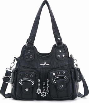 Angel Kiss Purses for Women Small Hobo Crossbody Bags Multi-Pocket Vegan Leather Hobo Handbags Tote Bag with Crossbody Strap