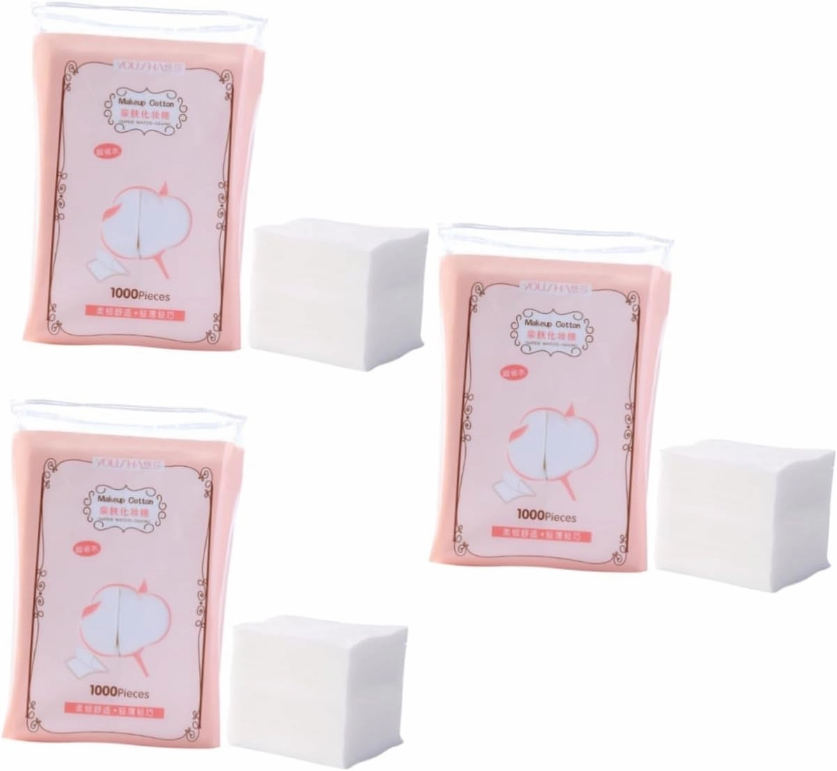 Angoily 3sets Cotton Ovals for Face Makeup Removal Pads Facial Cotton Pads Soft Absorbent 100 Count 1000pcs*3