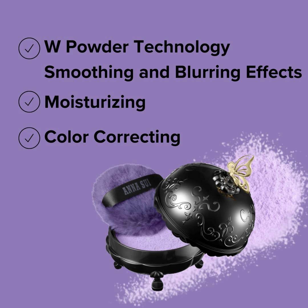 ANNA SUI Loose Face Powder - Refill Only - Blurring effect and Brightening, Covering of Large Pores - Flowless Soft Focus Finish - 200 - Purple - 0.59 oz