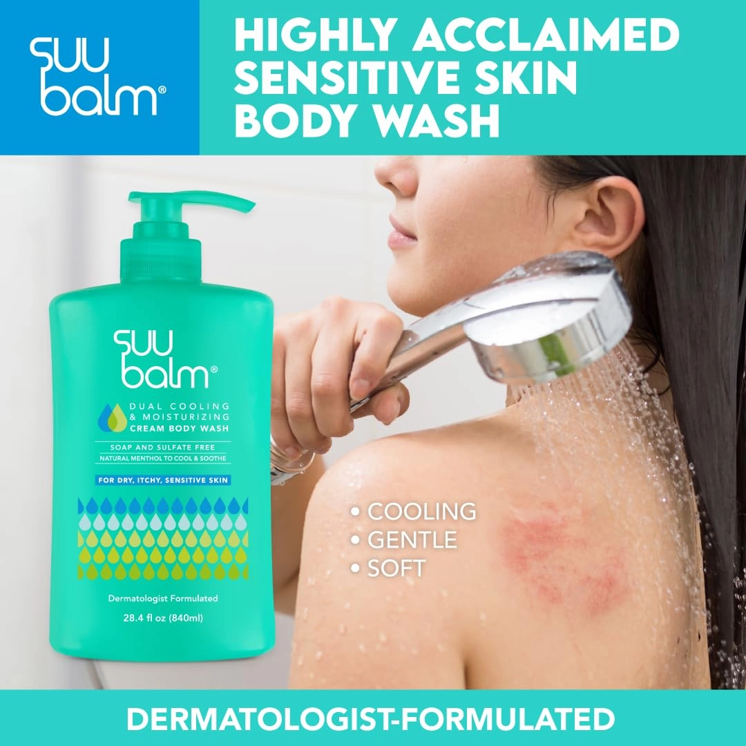 Anti Itch Body Wash, Eczema Bodywash for adults, Psoriasis Body Wash, Moisturising Cleanser for Dry Itchy Skin Relief, Derm-Formulated with Menthol & Shea Butter, Sulfate & Fragrance Free, 28.4 fl oz