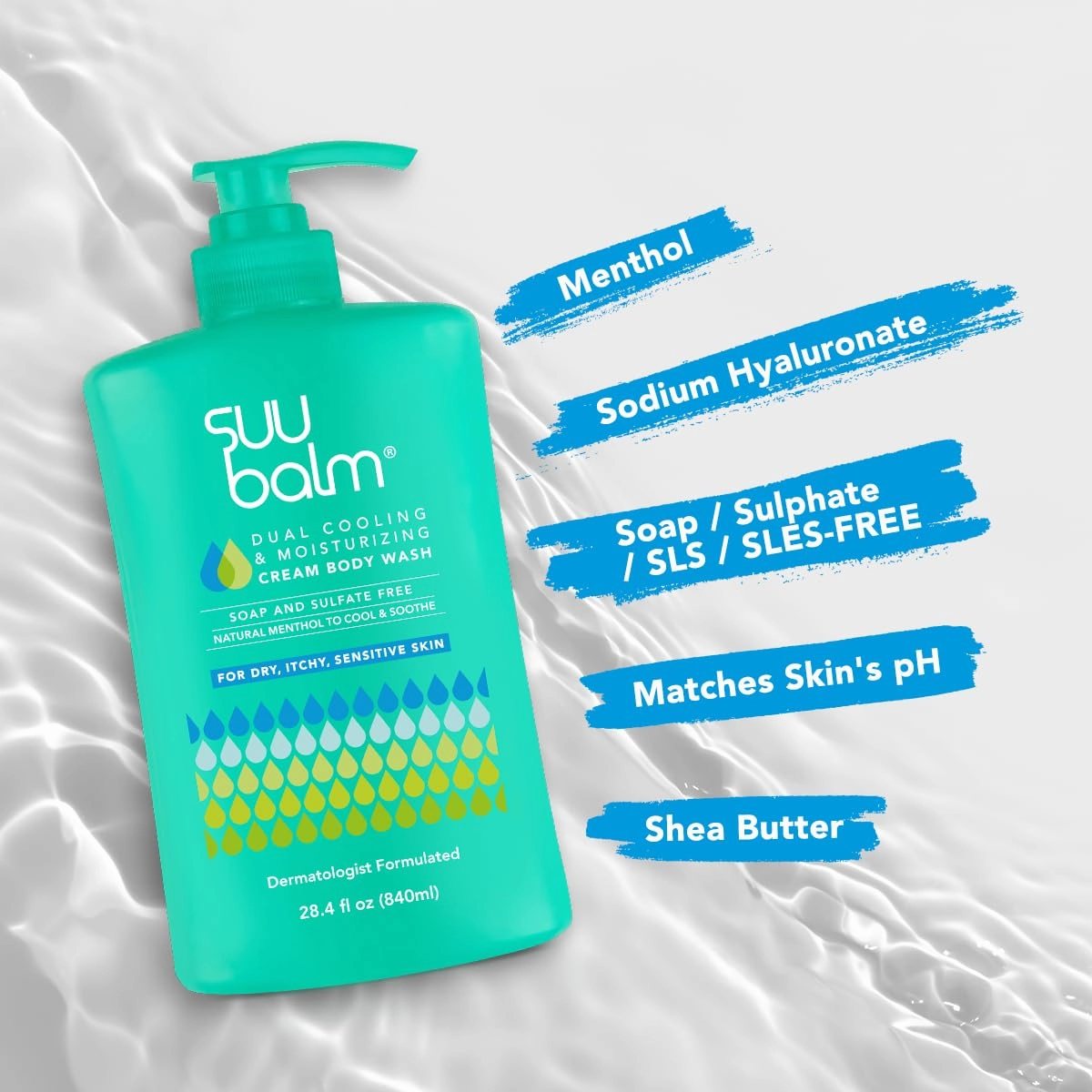 Anti Itch Body Wash, Eczema Bodywash for adults, Psoriasis Body Wash, Moisturising Cleanser for Dry Itchy Skin Relief, Derm-Formulated with Menthol & Shea Butter, Sulfate & Fragrance Free, 28.4 fl oz
