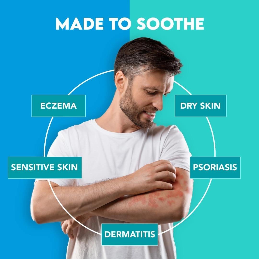Anti Itch Body Wash, Eczema Bodywash for adults, Psoriasis Body Wash, Moisturising Cleanser for Dry Itchy Skin Relief, Derm-Formulated with Menthol & Shea Butter, Sulfate & Fragrance Free, 28.4 fl oz