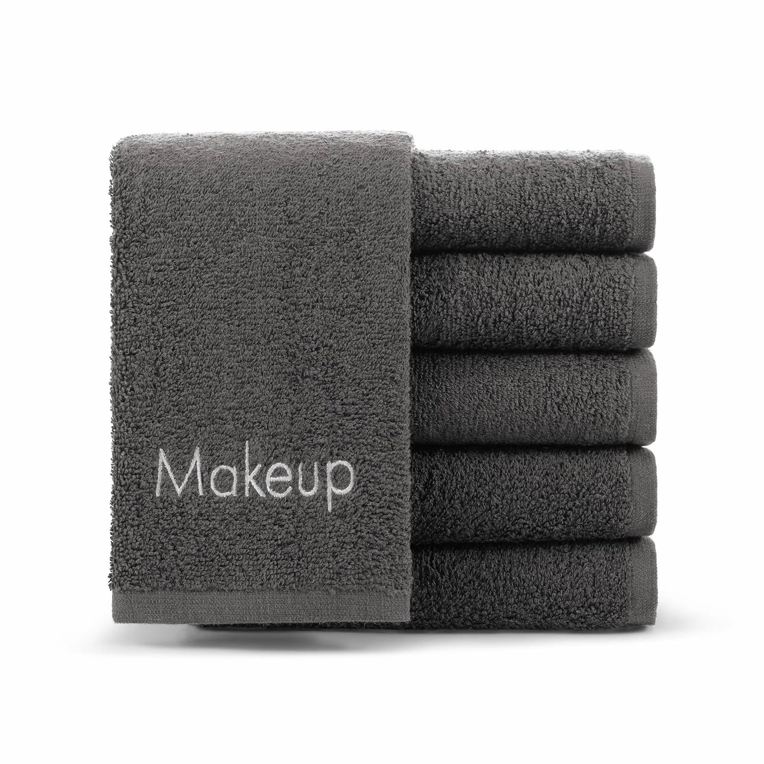 Arkwright Makeup Towels - Pack of 6 - Soft & Gentle Cotton Small FingerTip Powder Room Washcloth, Decorative Bathroom Essentials for Hosts & Artists, 11 x 17 in, Grey
