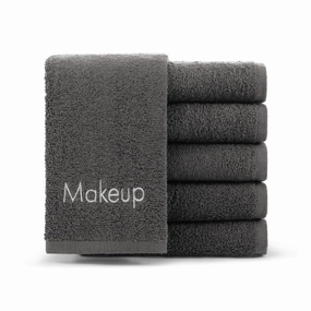 Arkwright Makeup Towels - Pack of 6 - Soft & Gentle Cotton Small FingerTip Powder Room Washcloth, Decorative Bathroom Essentials for Hosts & Artists, 11 x 17 in, Grey