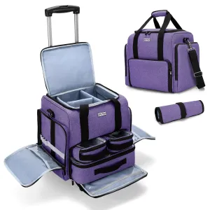 BAFASO Rolling Makeup Case with Nail Polish Organizer Holds 70 Bottles and a Lamp