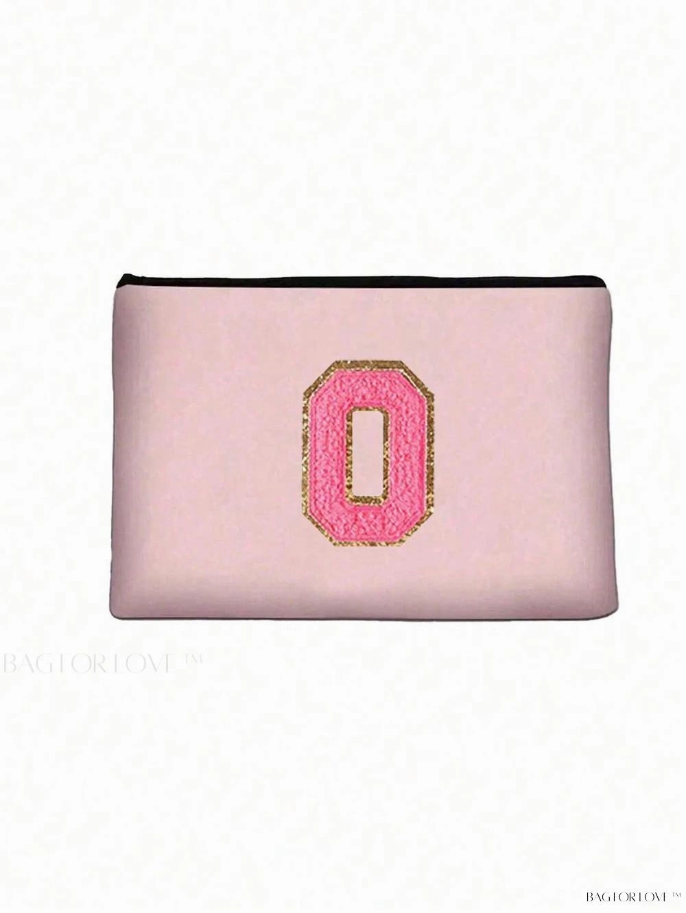 BagForLove - White Small Makeup Pouch with Rose Lettering, Perfect Gift