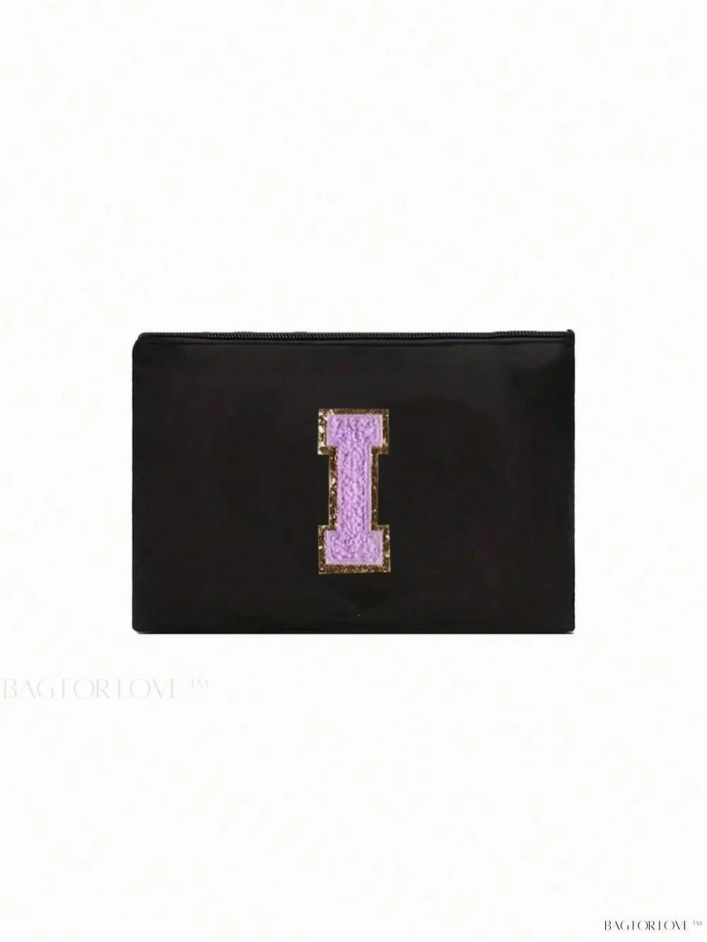 BagForLove - White Small Makeup Pouch with Rose Lettering, Perfect Gift