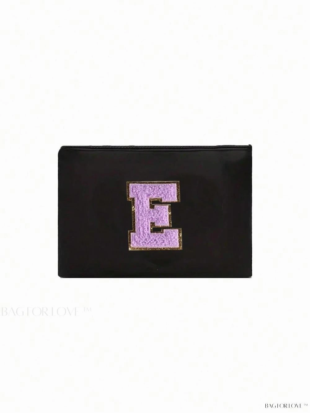BagForLove - White Small Makeup Pouch with Rose Lettering, Perfect Gift