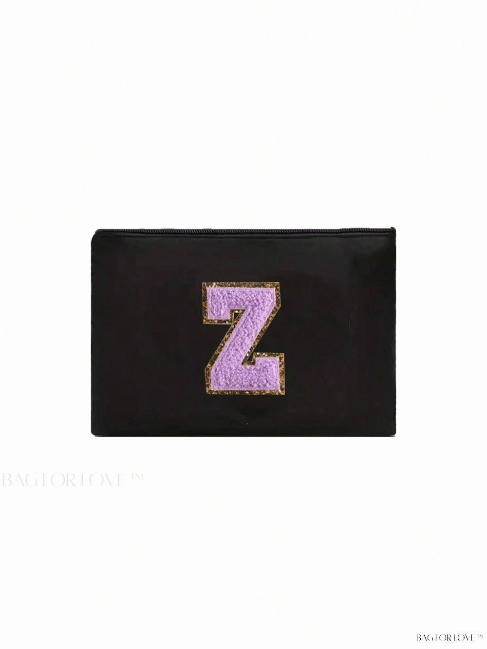 BagForLove - White Small Makeup Pouch with Rose Lettering, Perfect Gift