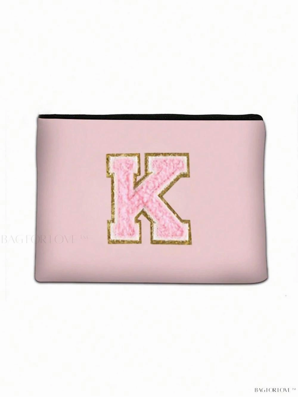 BagForLove - White Small Makeup Pouch with Rose Lettering, Perfect Gift