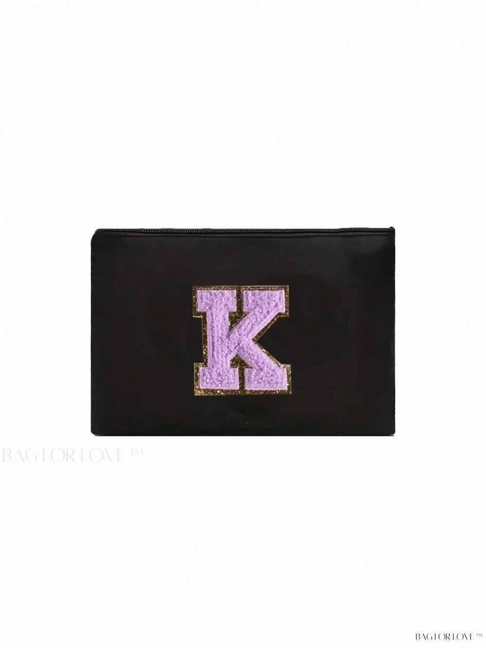 BagForLove - White Small Makeup Pouch with Rose Lettering, Perfect Gift