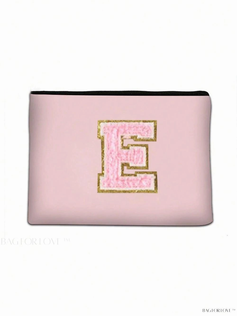 BagForLove - White Small Makeup Pouch with Rose Lettering, Perfect Gift
